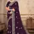Purple heavy coding embroidery work georgette saree