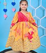 Yellow printed Anarkali 