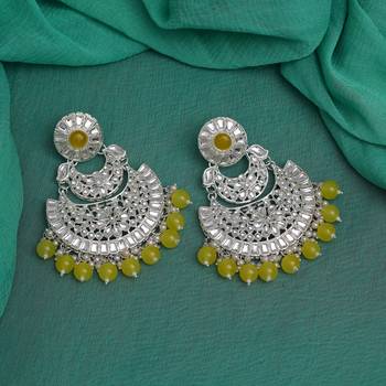 Yellow color choker kundan necklace set 2