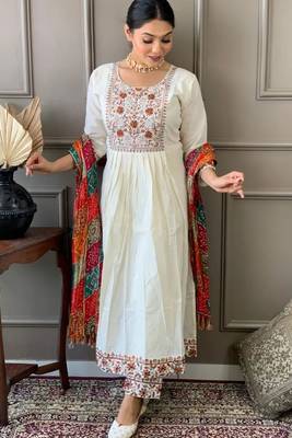 Smart and beautiful white colour girlish trendy festive wear salwar suit 2