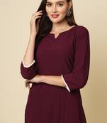 Elegant looks wine colour cotton crush fabric solid crushed rich looks short kurti