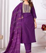 Purple colour smart ethnic readymade suit for girlish looks