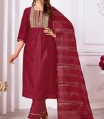 Maroon colour smart ethnic readymade suit for girlish looks