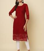 Elegant thread chikankari embroidery work maroon colour georgette kurti
