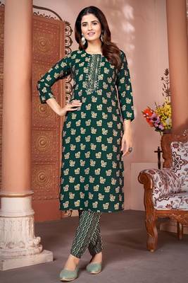 Beautiful green colour kutra set for girlish ethnic looks 1