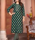 Beautiful green colour kutra set for girlish ethnic looks