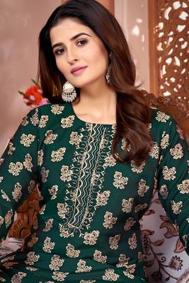 Beautiful green colour kutra set for girlish ethnic looks 2