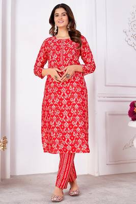 Beautiful red colour kutra set for girlish ethnic looks 1