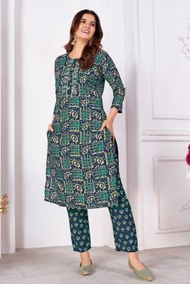 Beautiful teal colour kutra set for girlish ethnic looks 1