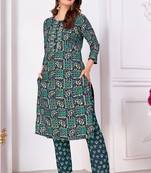 Beautiful teal colour kutra set for girlish ethnic looks