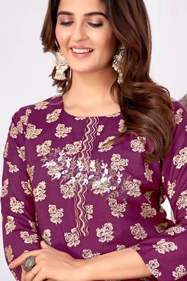 Beautiful wine colour kutra set for girlish ethnic looks 2