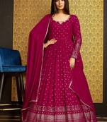 Pink colour designer metalic foil with hand work partywear gown with dupatta
