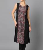 Festive wear pigment printed black colour kurti bottom set