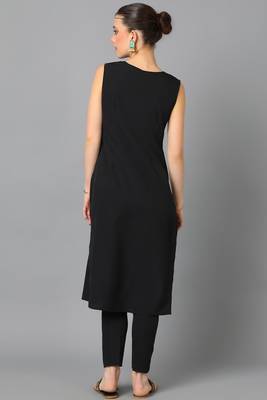 Festive wear pigment printed black colour kurti bottom set 2