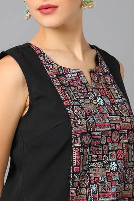 Festive wear pigment printed black colour kurti bottom set 3