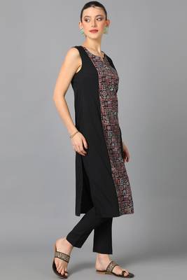 Festive wear pigment printed black colour kurti bottom set 4