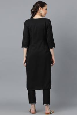 Festive wear foil printed black colour kurti bottom set 2