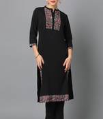 Festive wear pigment printed black colour kurti bottom set