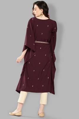 Girlish designer printed burgundy colour kaftan for trendy party looks 2