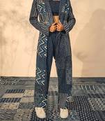 Blue indigo cotton pearl pants