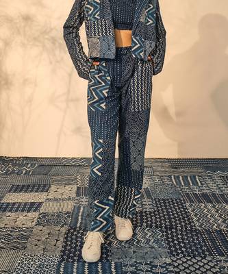 Blue indigo cotton pearl pants 2