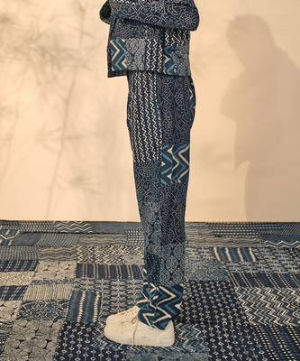 Blue indigo cotton pearl pants 3