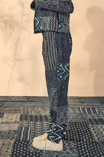 Blue indigo cotton pearl pants