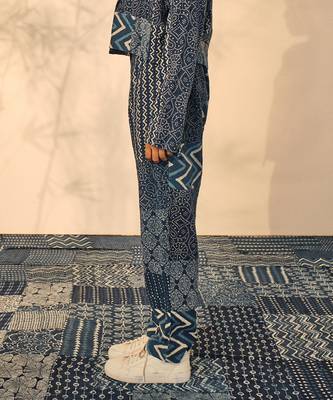 Blue indigo cotton pearl pants 4