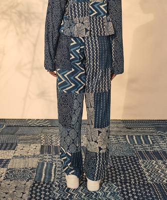Blue indigo cotton pearl pants 5