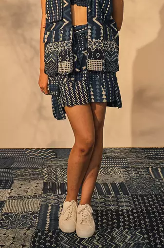 Blue indigo cotton sierra skirt