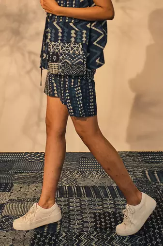 Blue indigo cotton sierra skirt