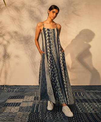 Blue indigo cotton daisy dress 1