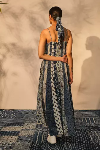 Blue indigo cotton daisy dress