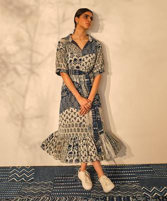 Blue indigo cotton thea dress 2