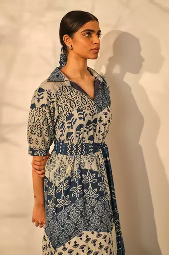 Blue indigo cotton thea dress