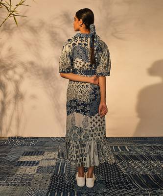 Blue indigo cotton thea dress 5