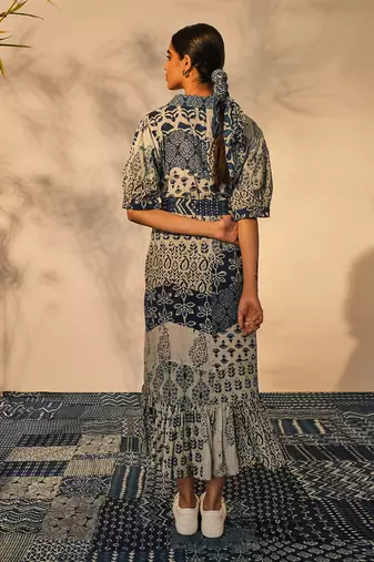 Blue indigo cotton thea dress