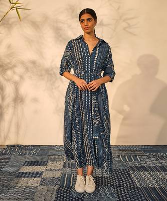 Blue indigo cotton sarah dress 1