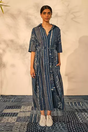 Blue indigo cotton sarah dress
