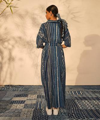 Blue indigo cotton sarah dress 4