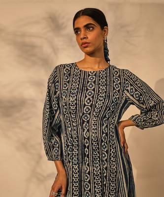 Blue indigo cotton nora dress 4