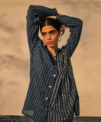 Blue indigo cotton ila shirt 4
