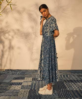 Blue indigo cotton freya dress 4