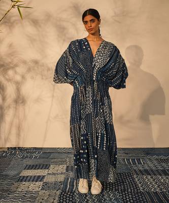 Blue indigo cotton eve kaftan 1