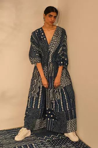 Blue indigo cotton eve kaftan