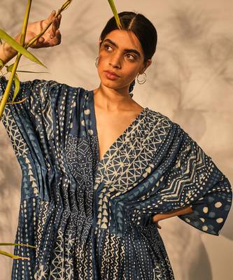 Blue indigo cotton eve kaftan 5