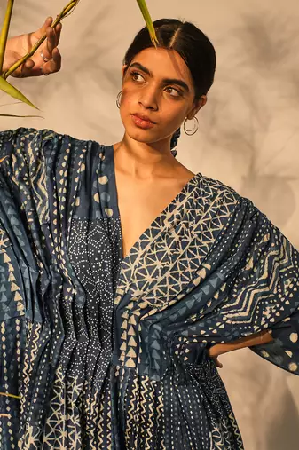 Blue indigo cotton eve kaftan