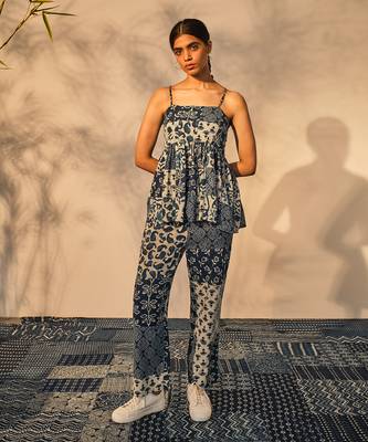 Blue indigo cotton anne top 1