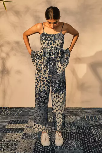 Blue indigo cotton anne top