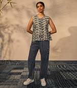 Blue indigo cotton tula top